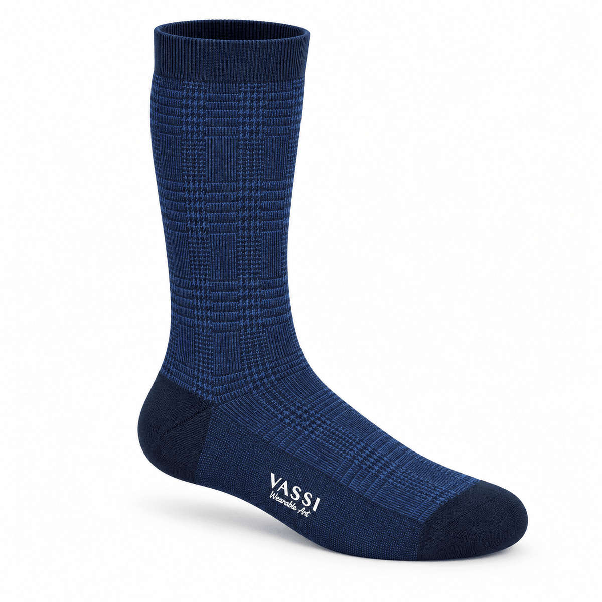 Soft-merino in Glen-Plaid Pattern SocksBLUE/NAVY