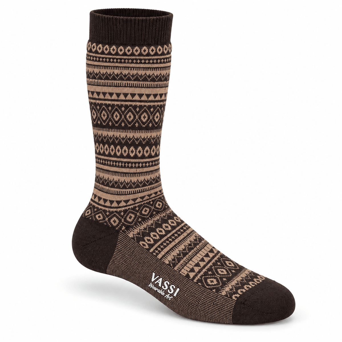 Soft-merino in Nordic -Fair Pattern SocksCAFFE/TOBACCO