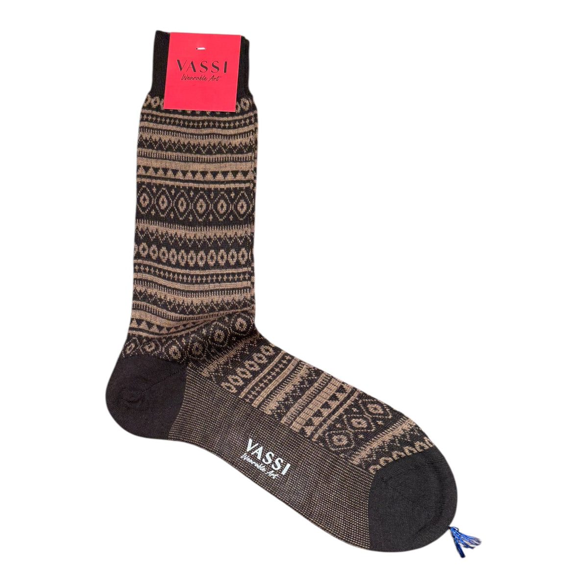Soft-merino in Nordic -Fair Pattern SocksCAFFE/TOBACCO