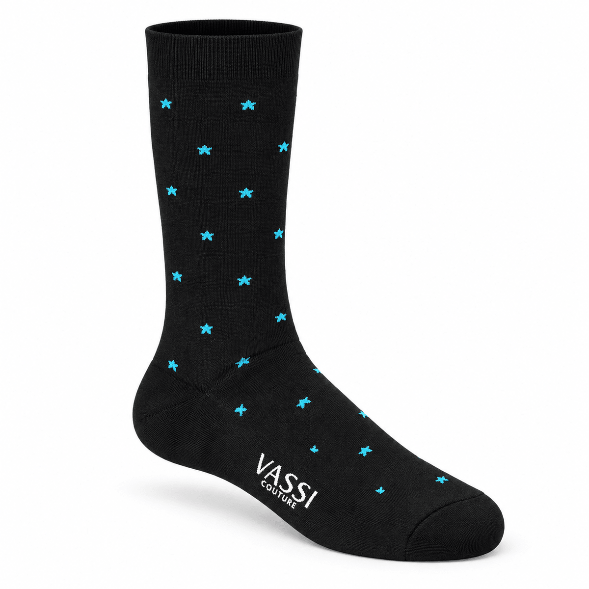 Star Printed Comfort Socks - Black_Turquoise Socks