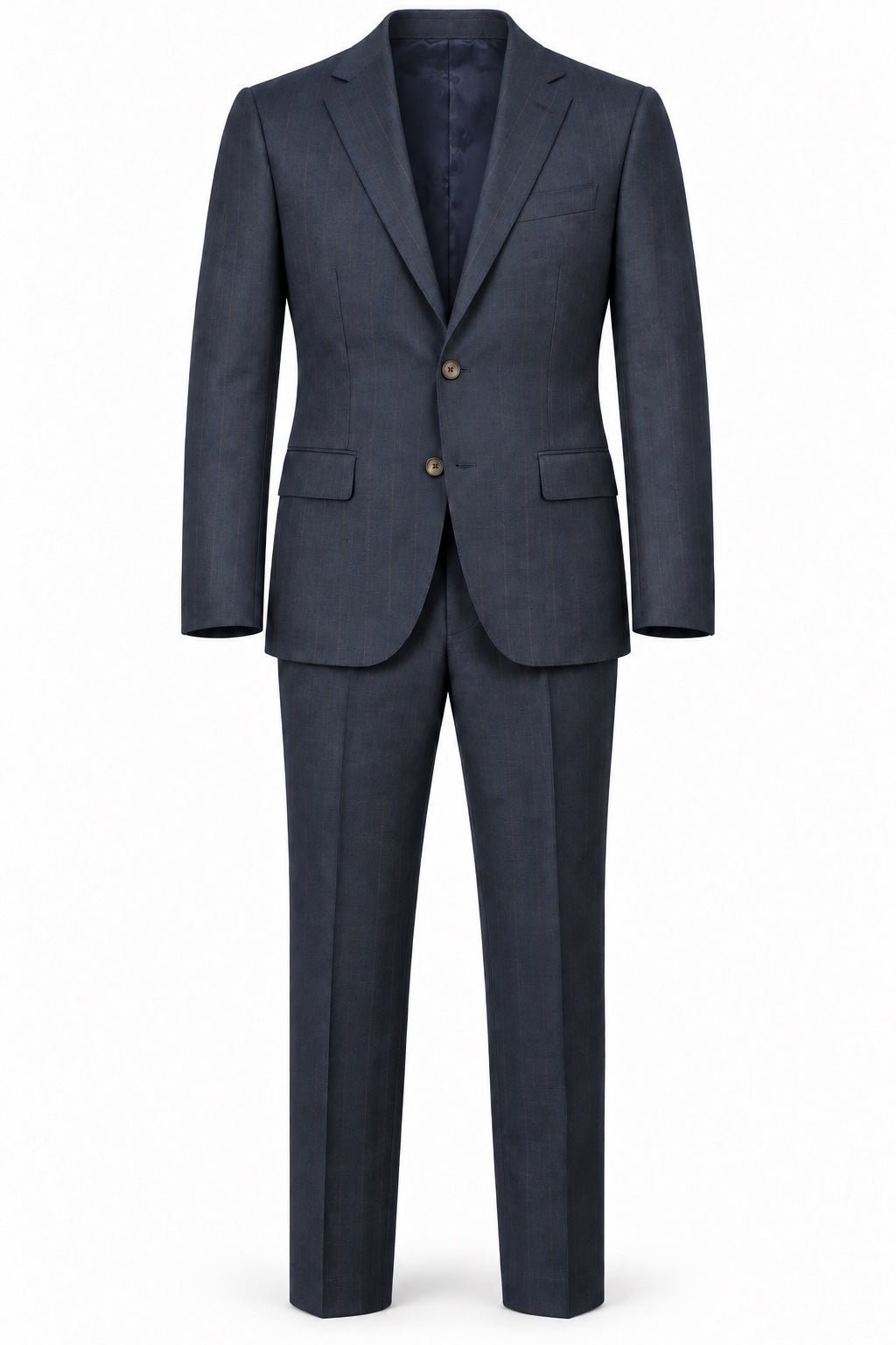 Steel Blue with Brown Chalk Stripes - Super 150's SUITS40S