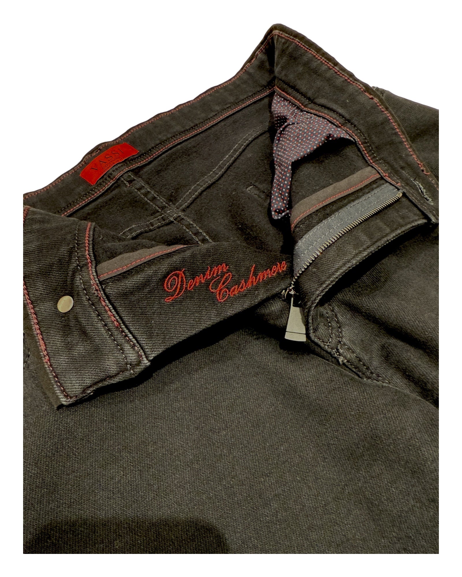 Stretch Cashmere & Cotton Jeans w/Suede Trim - Black CASUAL PANTS48 EU