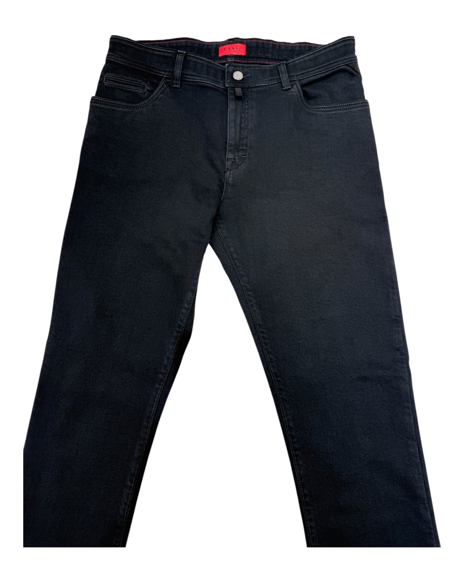 Stretch Cashmere & Cotton Jeans w/Suede Trim - Black CASUAL PANTS48 EU