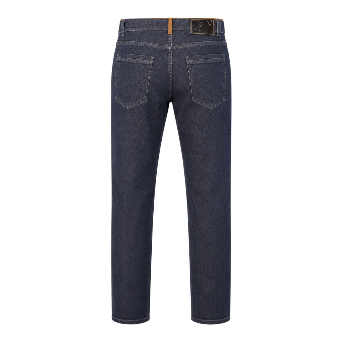 Stretch Cashmere &amp; Cotton Jeans w/Suede Trim - Dark Blue CASUAL PANTS46 EU