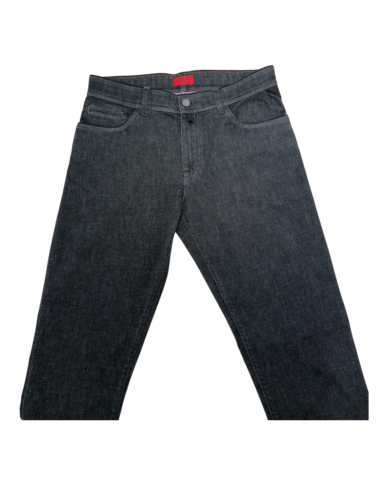 Stretch Cashmere & Cotton Jeans w/Suede Trim - Grey CASUAL PANTS48 EU