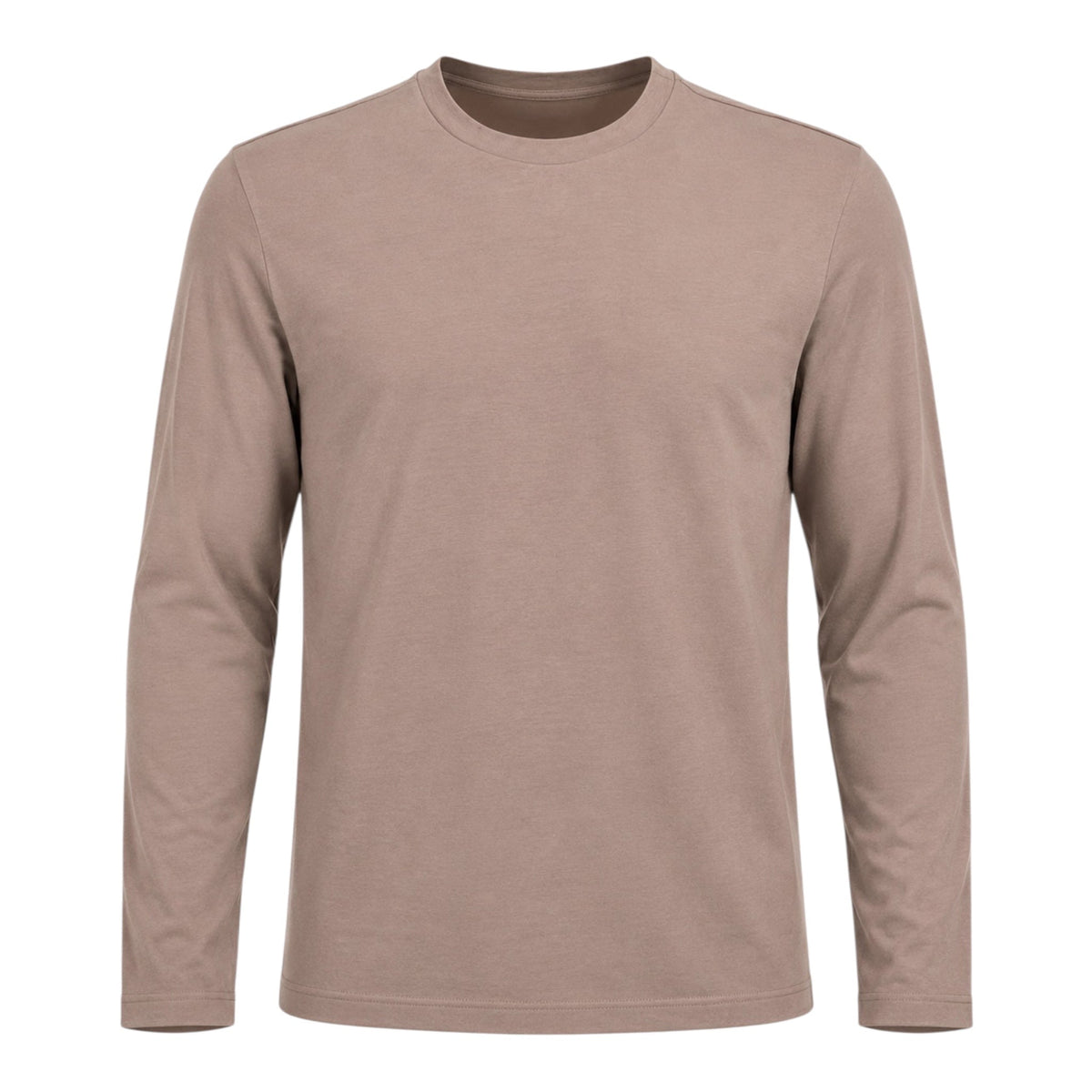 Stretch-Cotton Long Sleeve Crew-Neck T-Shirt - Camel SWEATERSM