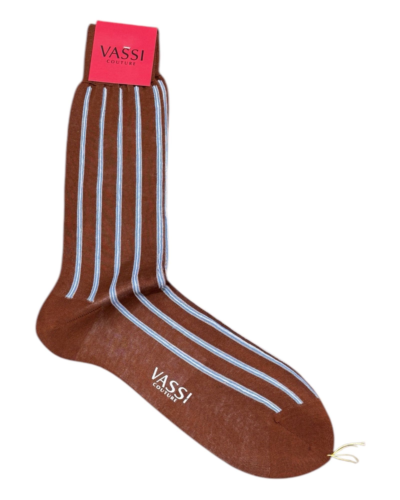 Striped Cotton Socks - Burned Brown/Blue SocksM