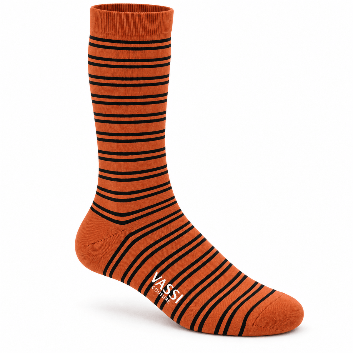 Striped Pattern Stretch Cotton Socks SocksRust