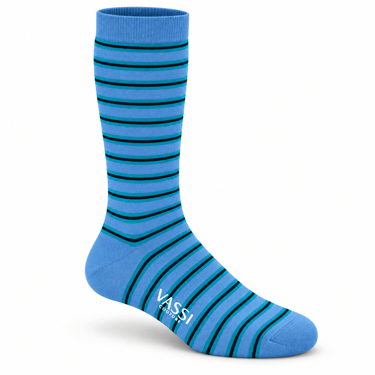 Striped Pattern Stretch Cotton Socks SocksBlue