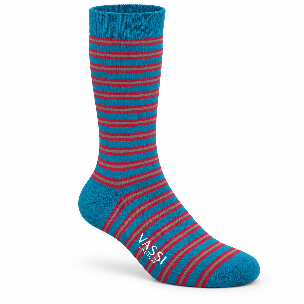 Striped Pattern Stretch Cotton Socks SocksTeal