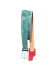 Suede Belt with Distressed Jeans Effect - Aquamarine BELTS44