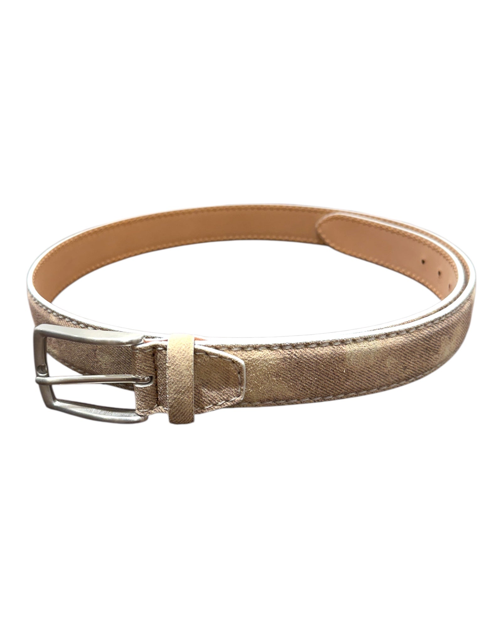 Suede Belt with Distressed Jeans Effect - Taupe BELTS44
