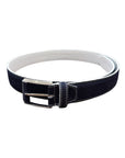 Suede Belt with Elephant Embossing & Hand Covered Buckle - Navy/White BELTS44