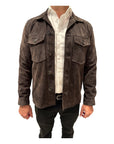 Suede Jacket with Loro Piana Cotton Jersey Lining - Dark Brown OUTERWEAR50 EU