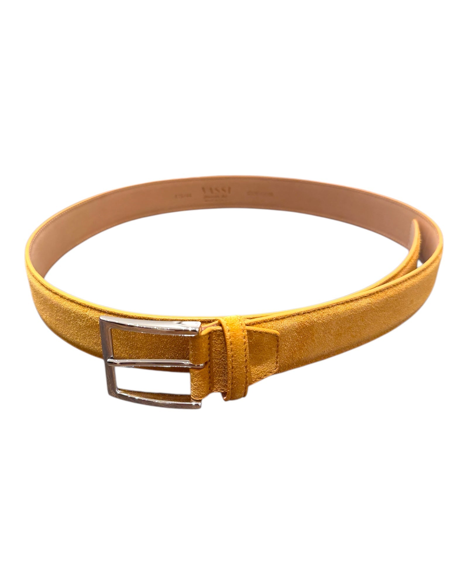 Suede Leather Belt, Tone - on - Tone Stitching, Nubuck Lining - Golden Yellow BELTS44
