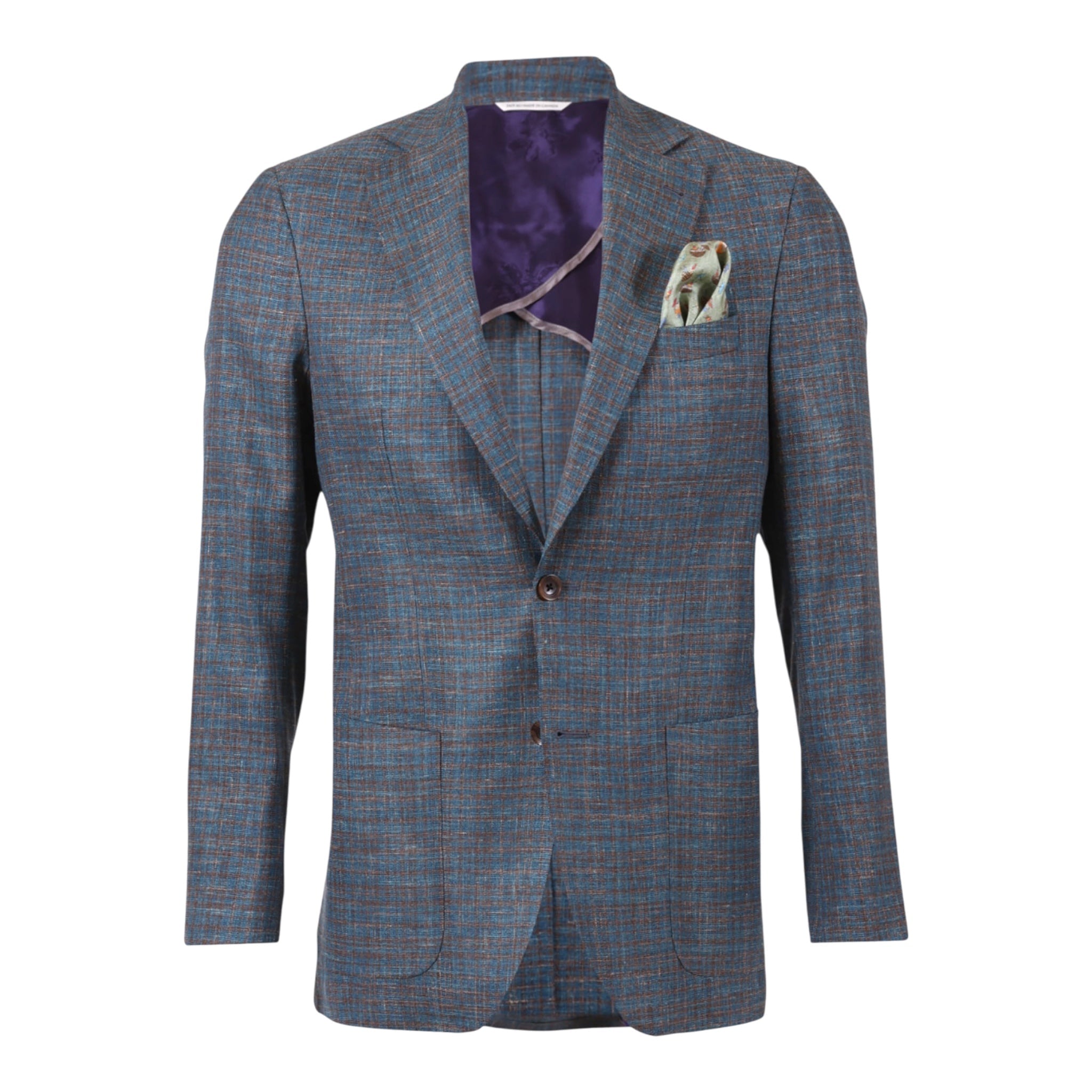 Teal & Brown Plaid - Loro Piana Jersey JACKETS36R