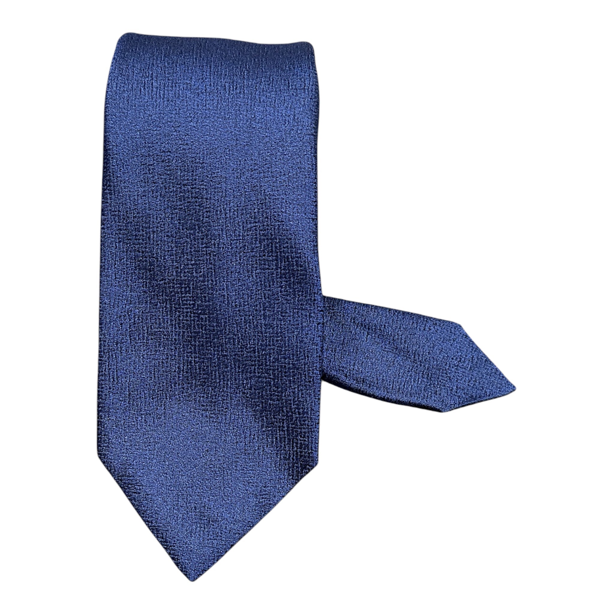 Textured Seven Fold Silk Tie - Navy TIES