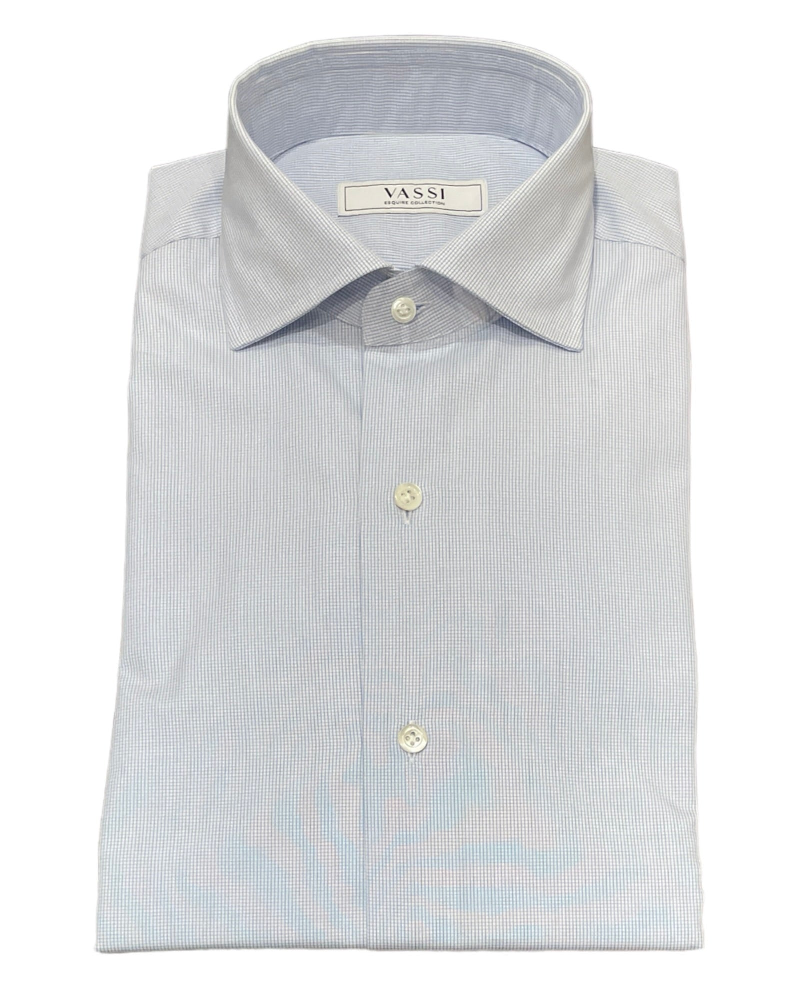 Thomas Mason Mini Check Pattern - Light Blue DRESS SHIRTS15