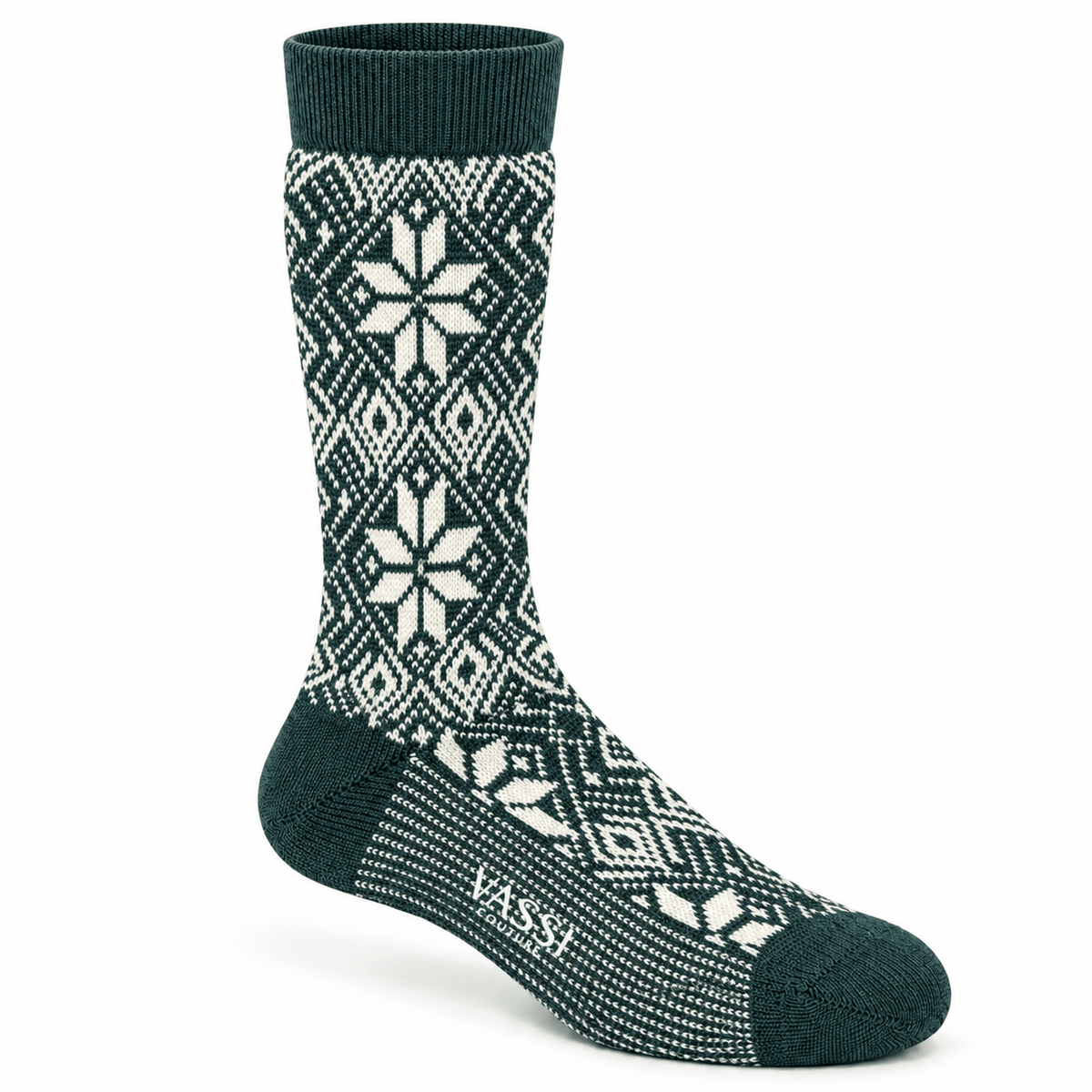 Traditional SnowFlake Wool Socks SocksGreen