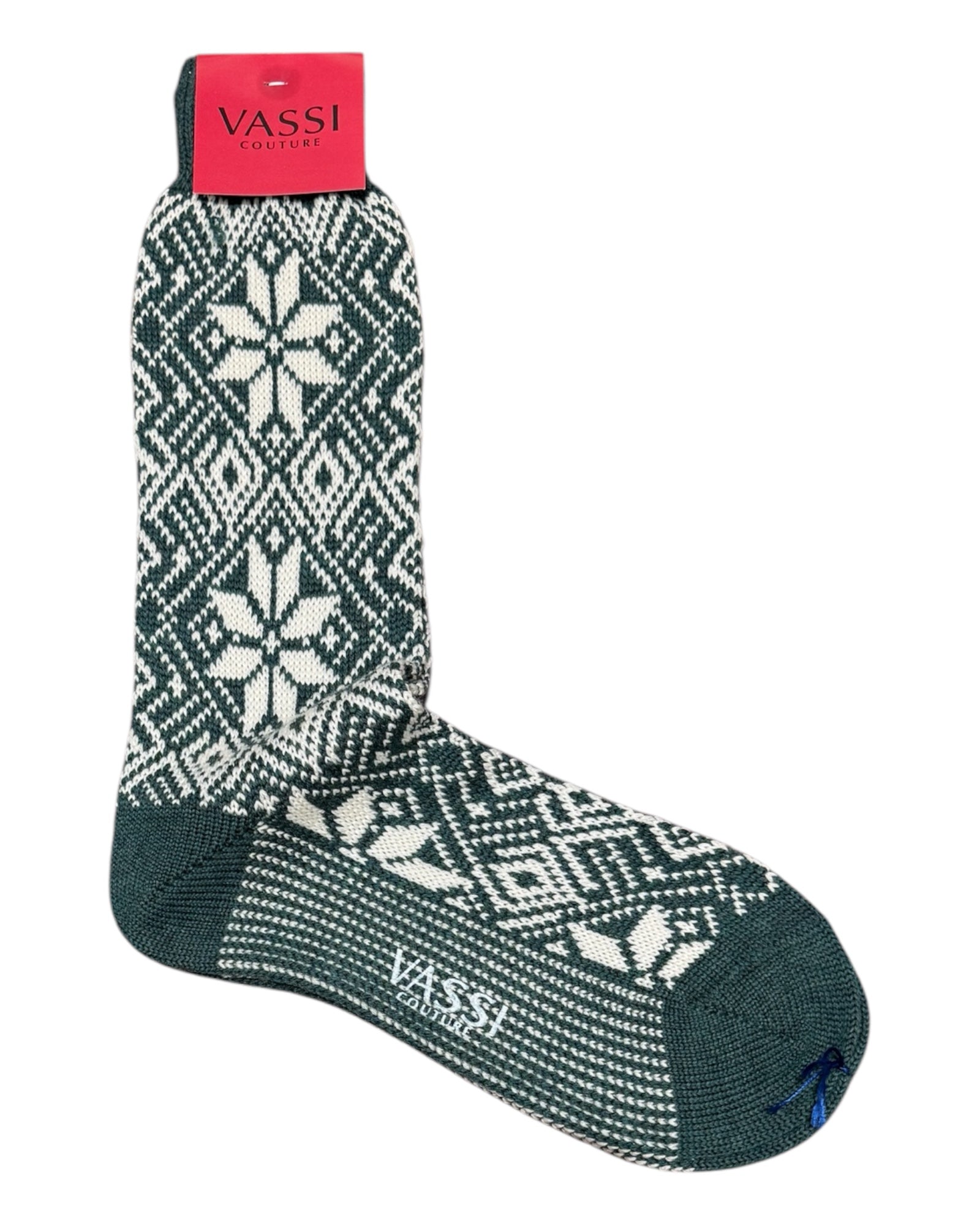 Traditional SnowFlake Wool Socks SocksGreen