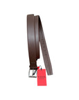 Tubular Calf Leather Belt with Bull Embossing - Dark Brown BELTS44