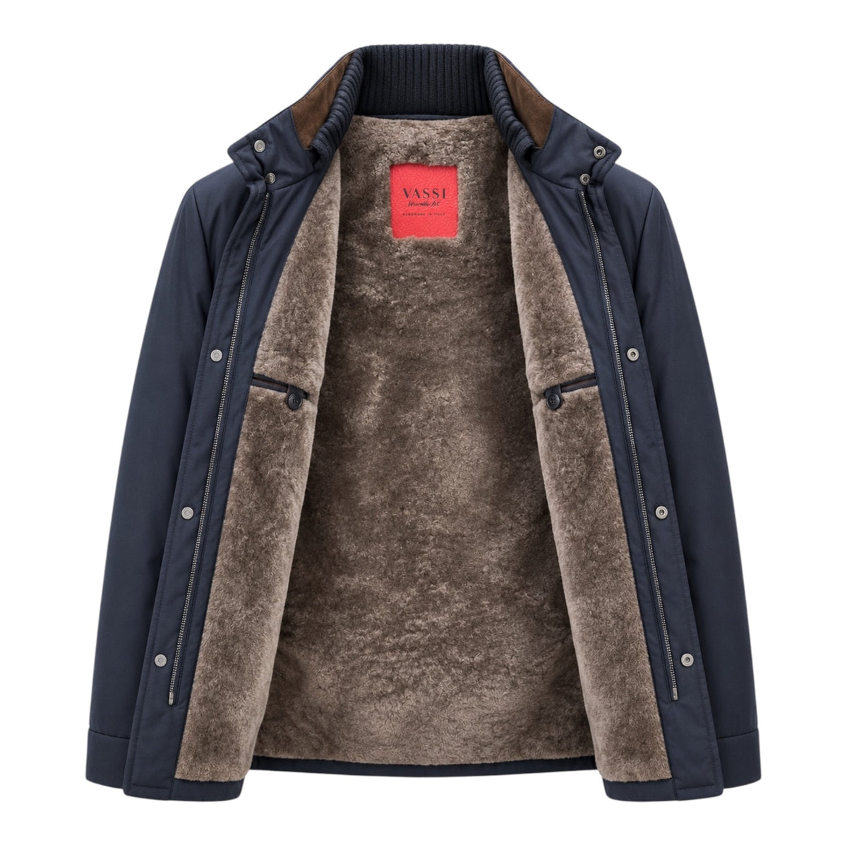 Twill Traveler Jacket with Shearling Lining - Navy OUTERWEAR50 EU