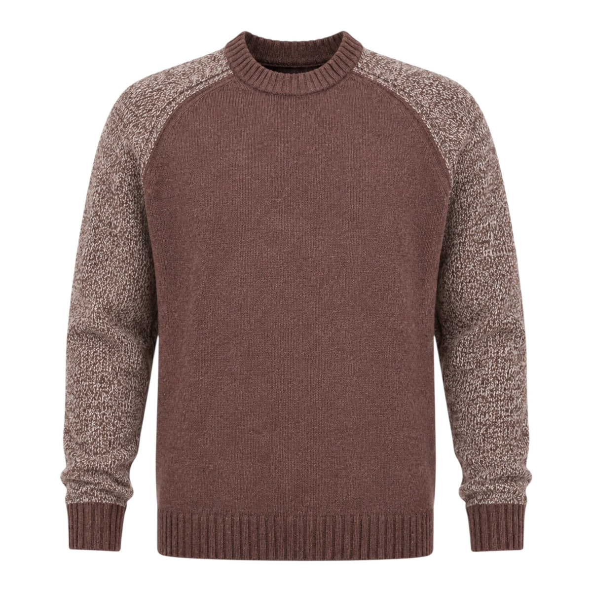 Two-Tone Wool Crewneck Sweater - Brown SWEATERSM