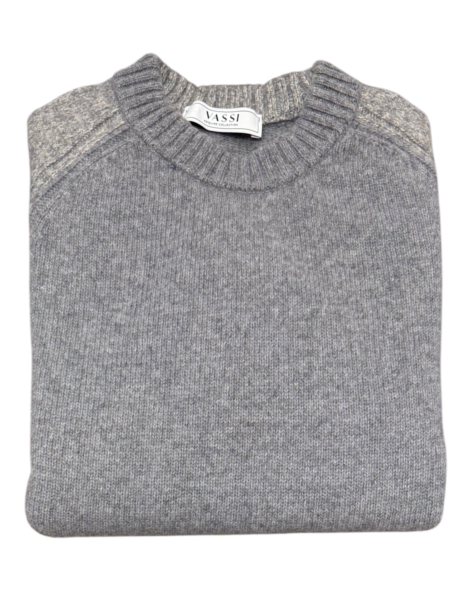 Two - Tone Wool Crewneck Sweater - Mid Grey SWEATERSM