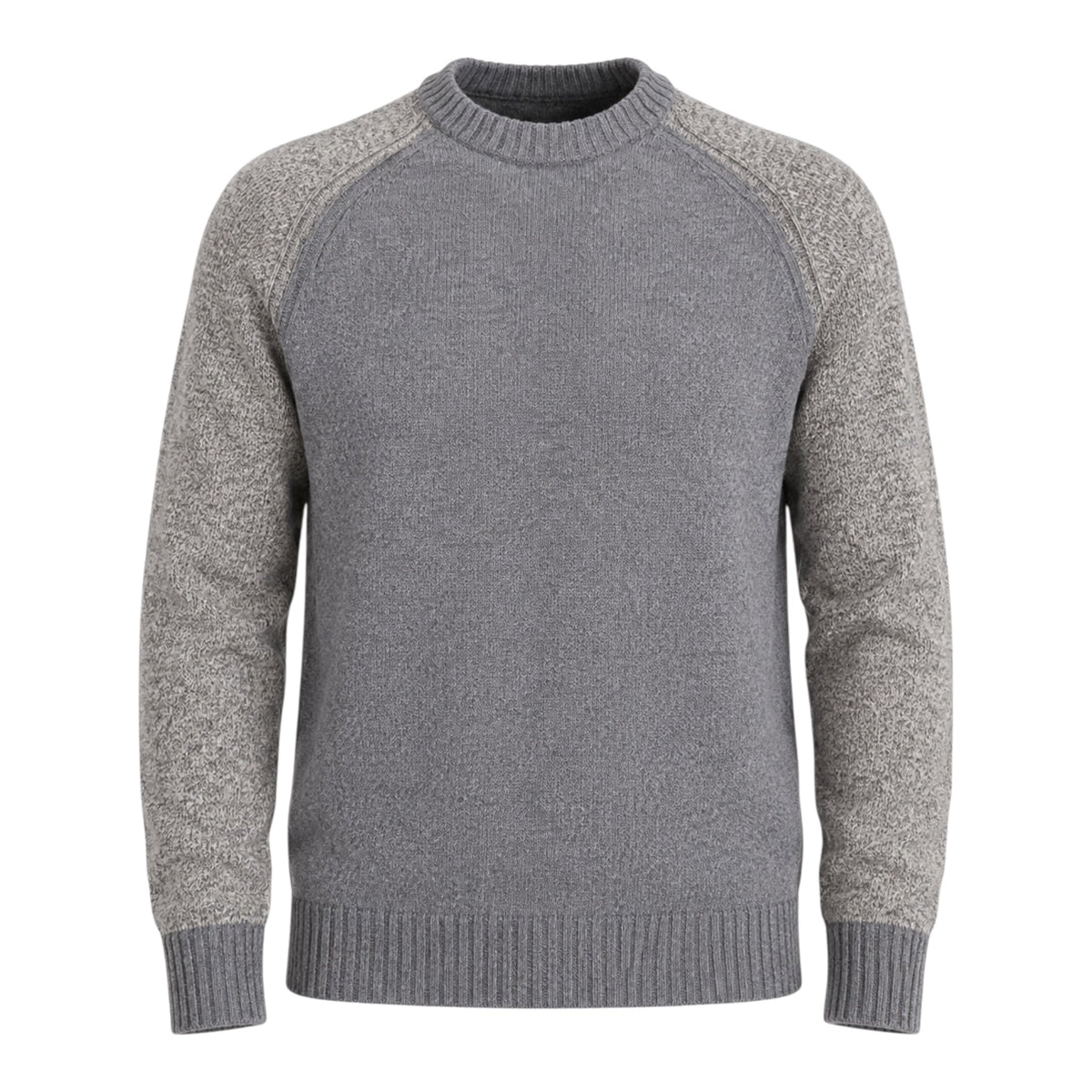 Two-Tone Wool Crewneck Sweater - Mid Grey SWEATERSM