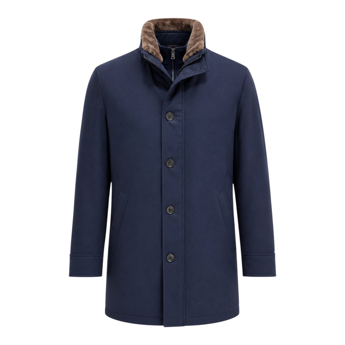 VASSI 3/4 Coat Loro Piana Storm System™ with Shearling Lining - Midnight Blue OUTERWEAR50 EU