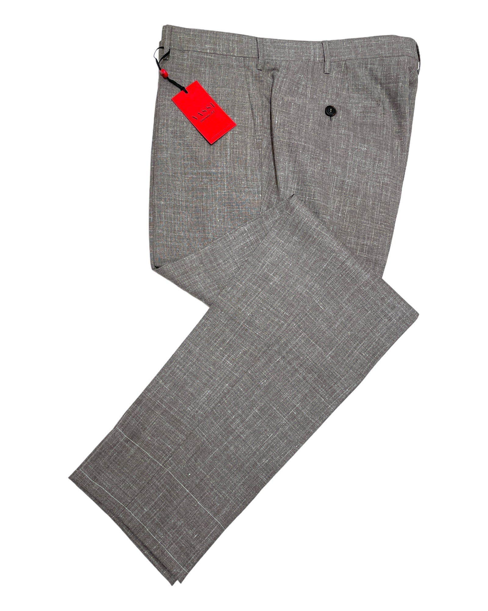 VASSI Flat Front Sartorial Trousers - Grey Loro Piana wool silk linen DRESS PANTS50 EU