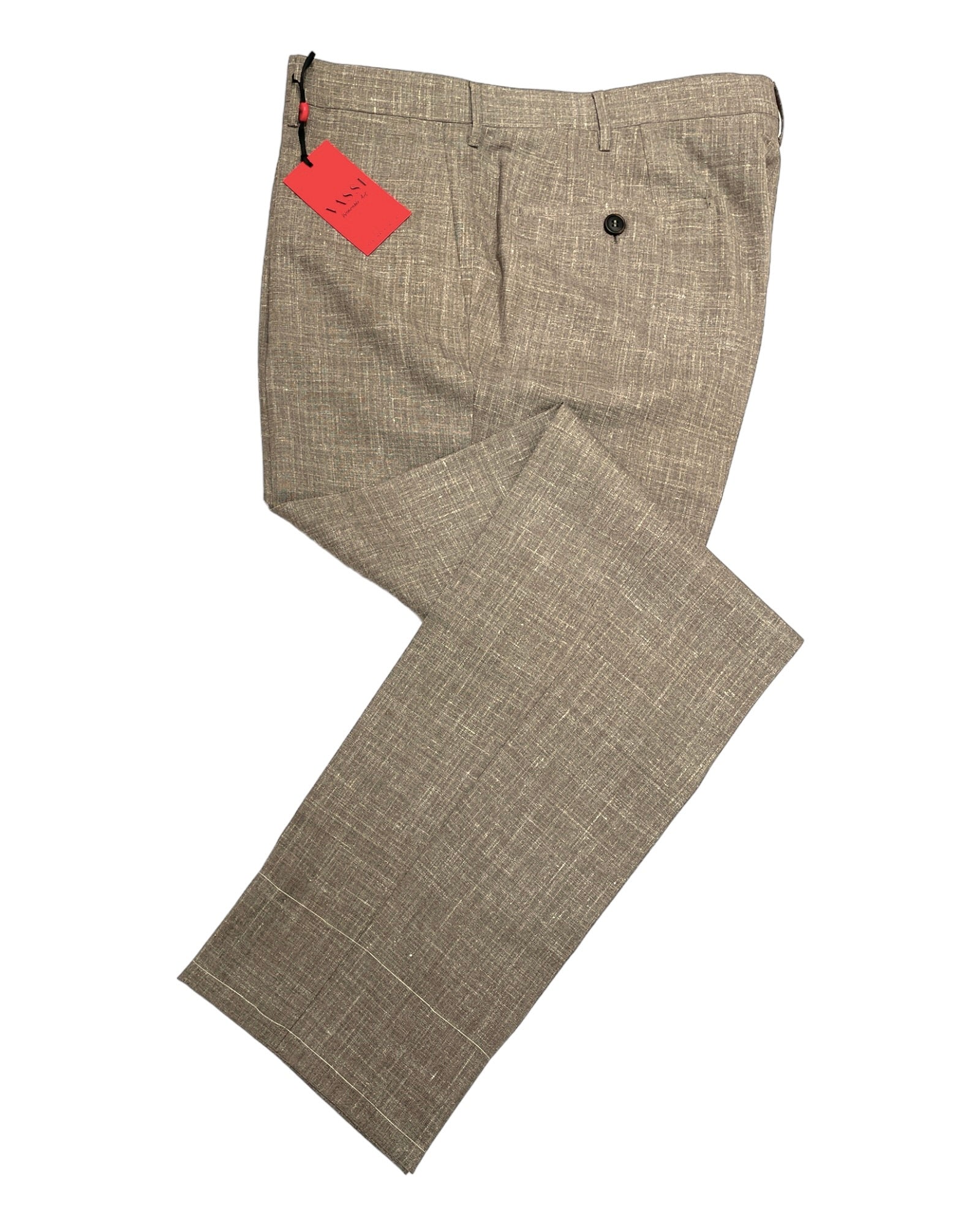 VASSI Flat Front Sartorial Trousers - Taupe Loro Piana wool silk linen DRESS PANTS50 EU