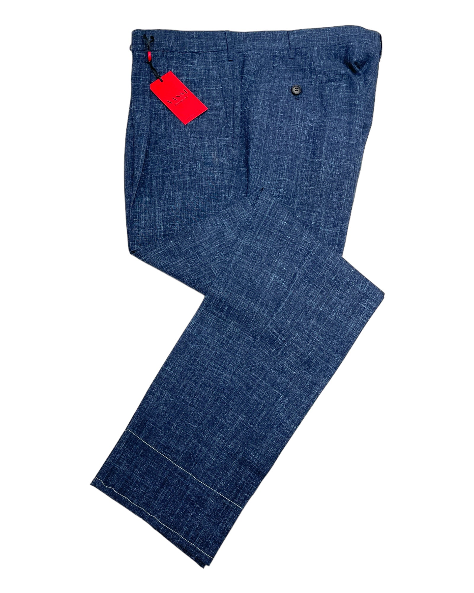VASSI One Pleated Sartorial Trousers - Blue Loro Piana wool silk linen DRESS PANTS50 EU