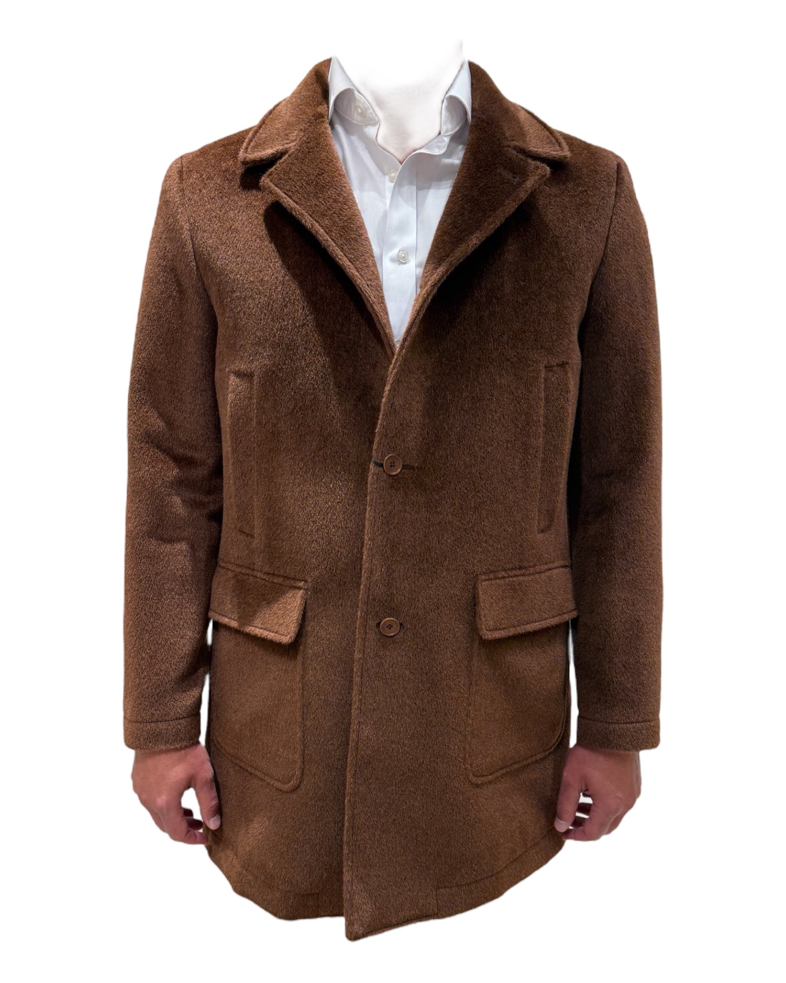 Vassi Tobacco Car Coat - Loro Piana Suri Alpaca OUTERWEAR50 EU
