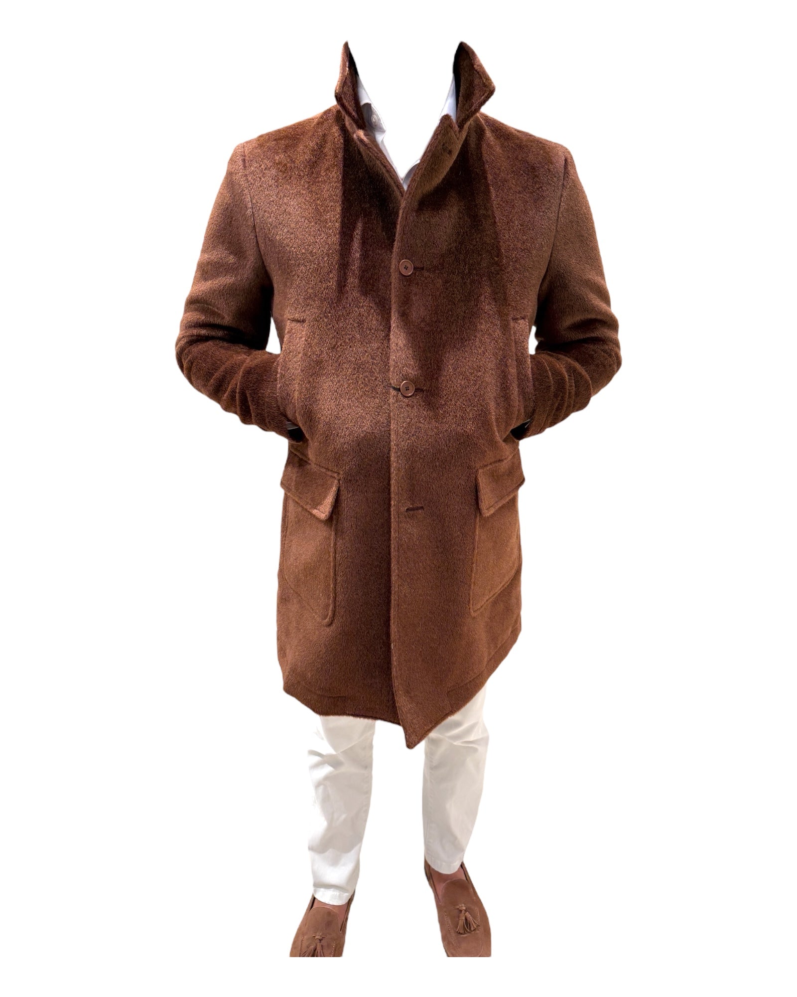 Vassi Tobacco Car Coat - Loro Piana Suri Alpaca OUTERWEAR50 EU