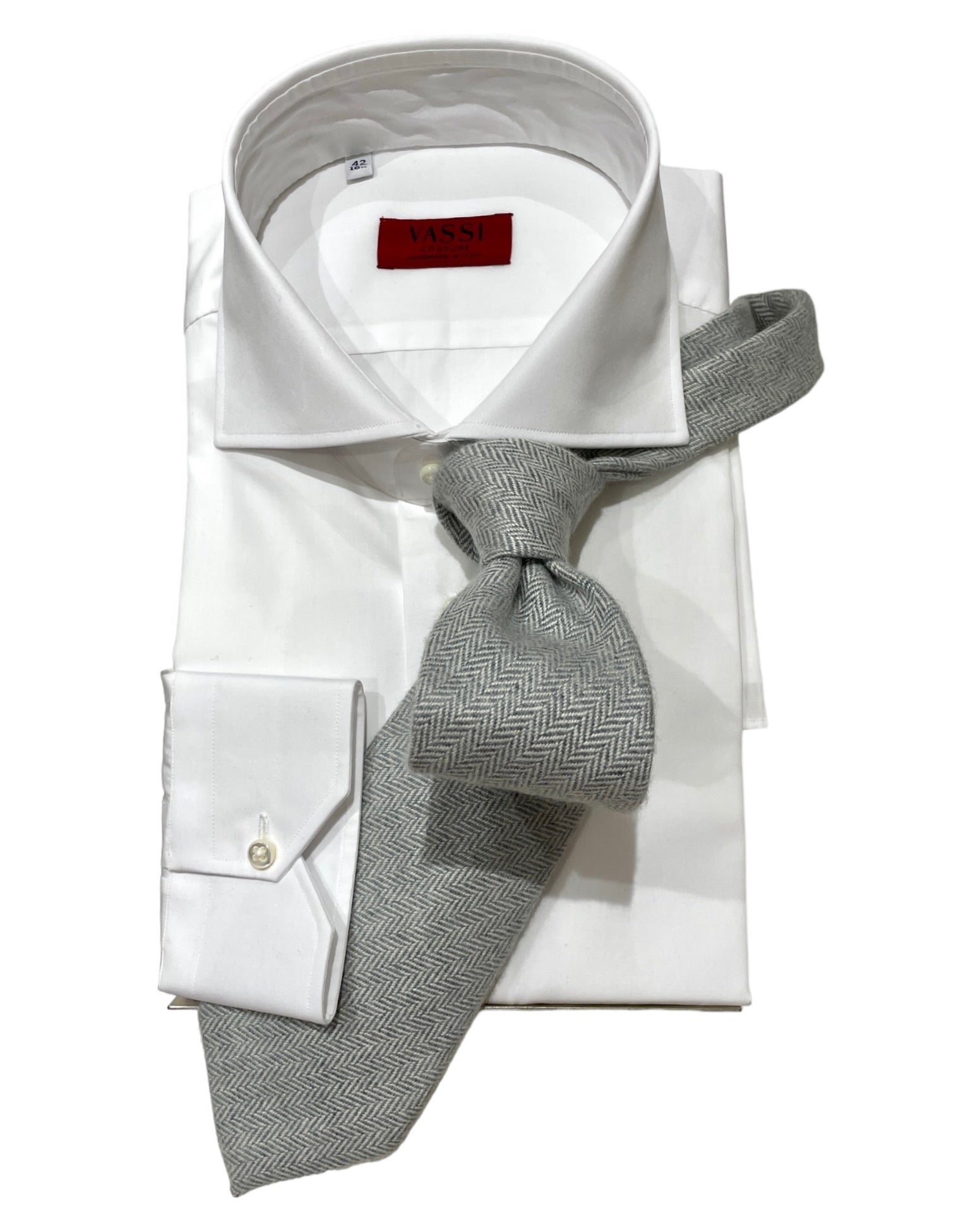 Pure Cashmere, Herringbone, Seven-Fold Tie TIESLight grey