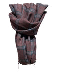 Cashmere Scarf - Wine with Blue & Green Check