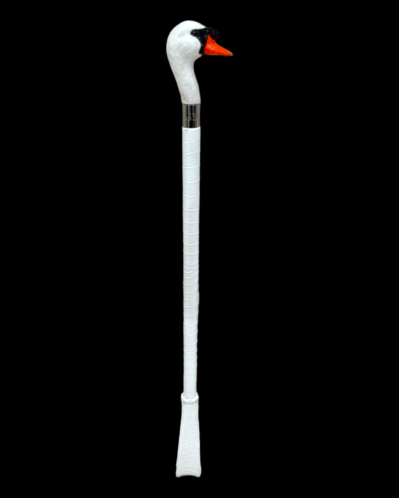 Swan Long Shoehorn - White Leather