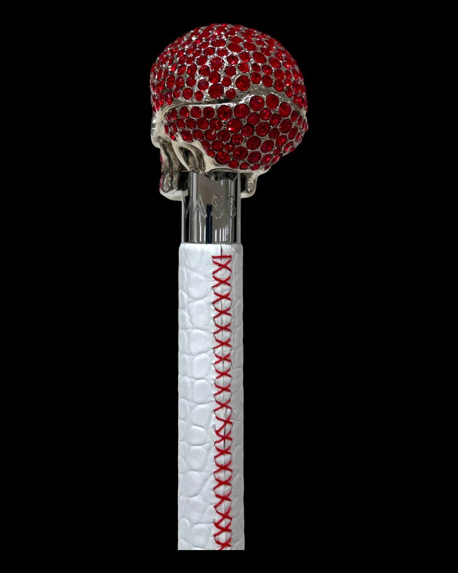 Red Swarovski Crystal Skull Long Shoehorn - White Leather SHOEHORN