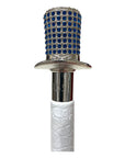Blue Swarovski Crystals, Top Hat Long Shoehorn - White Leather SHOEHORN