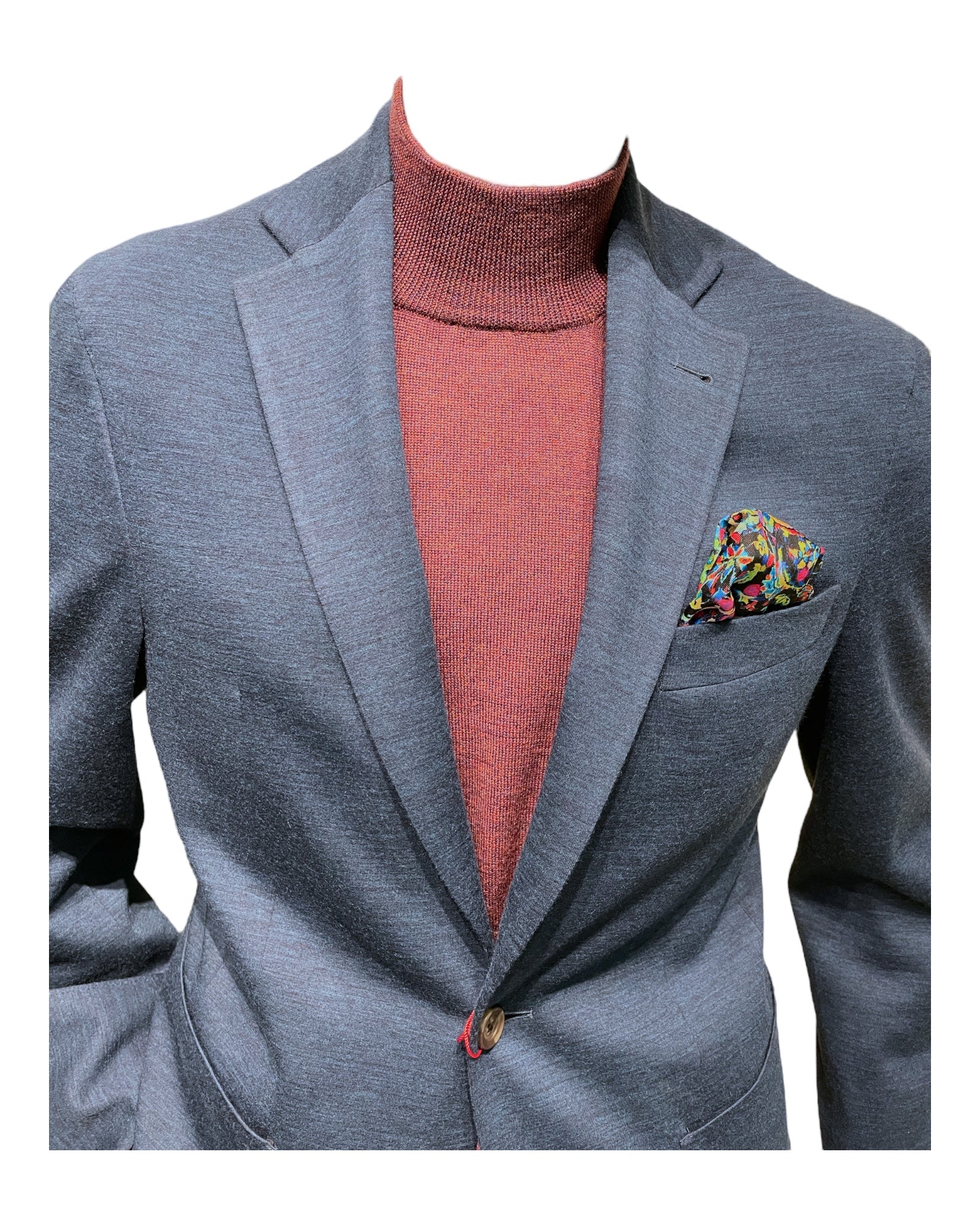 Extra Fine Merino Wool Mock Neck - Wine Melange