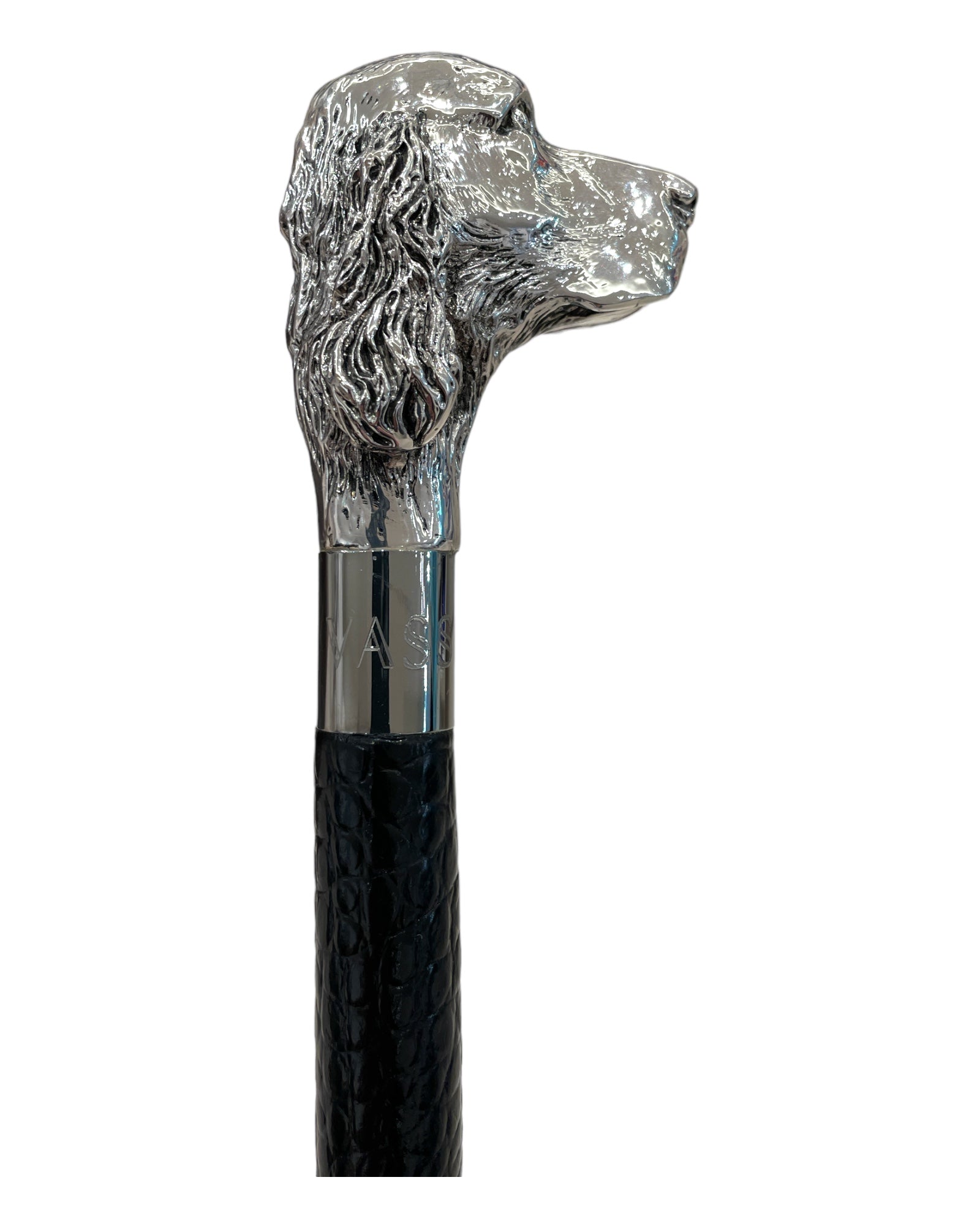 Cocker Spaniel Long Shoehorn - Black Leather with White Stitches SHOEHORN