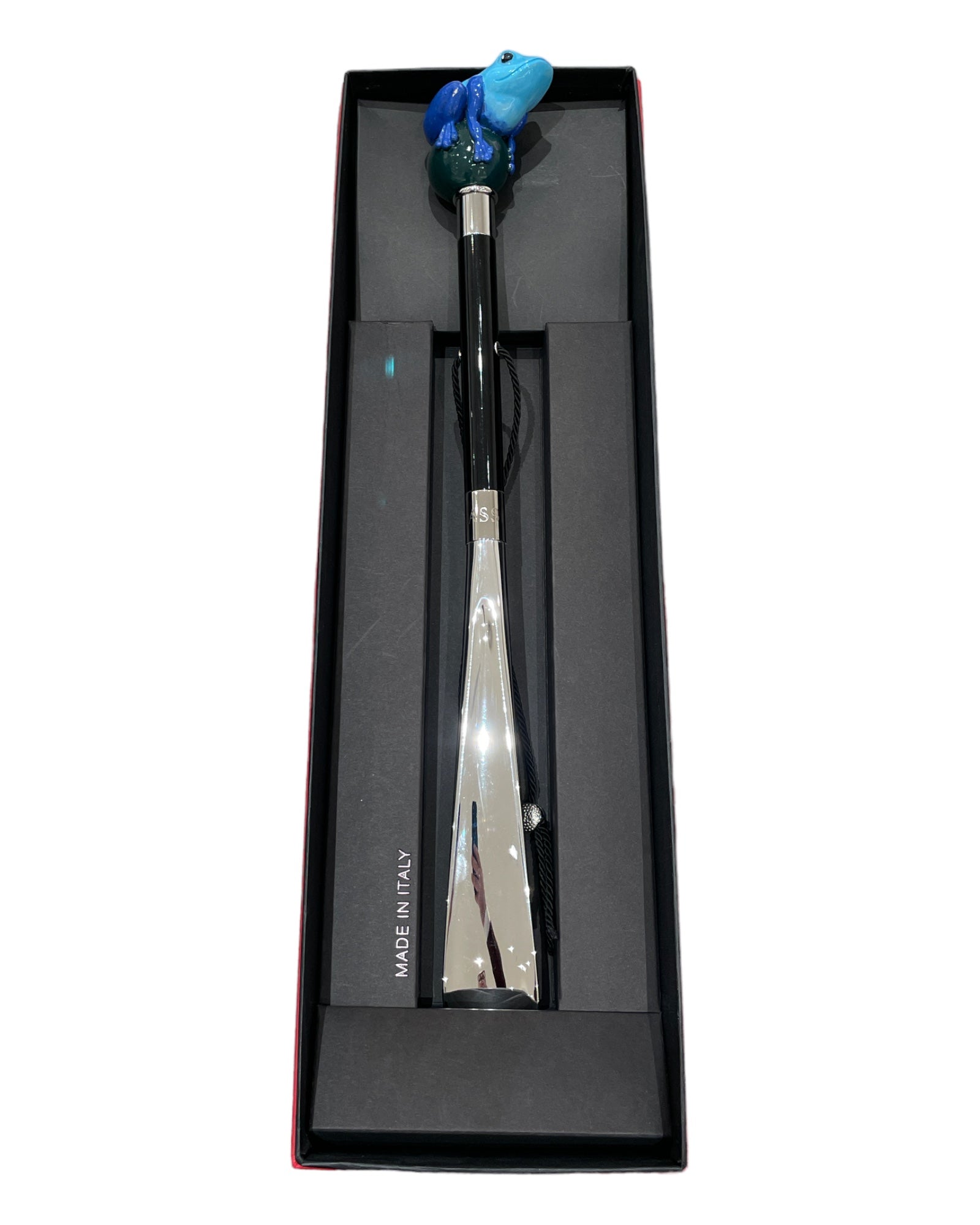 DECORATED SHOEHORN BLUE FROG