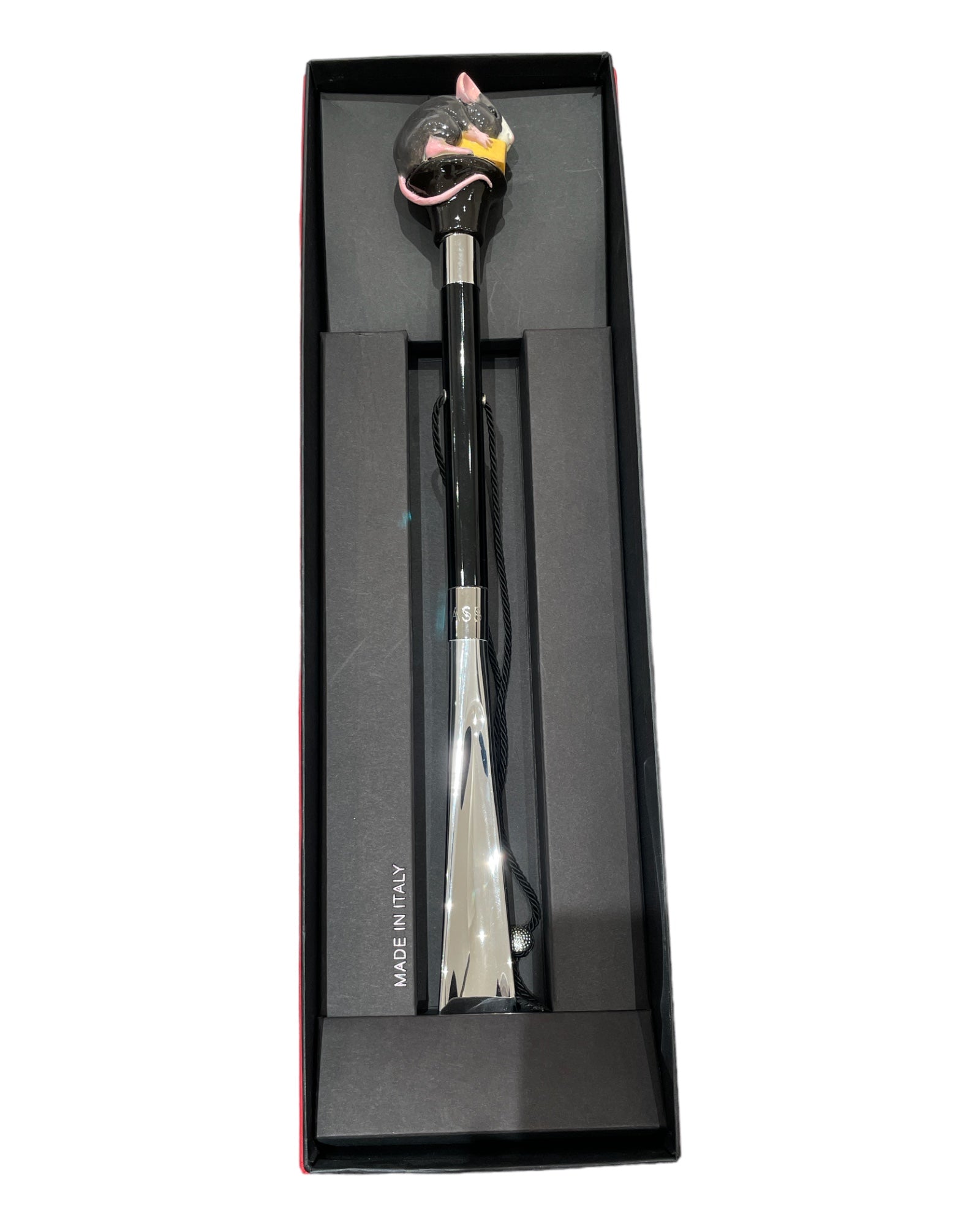 Grey Mouse with Cheese Shoehorn - Black SHOEHORN