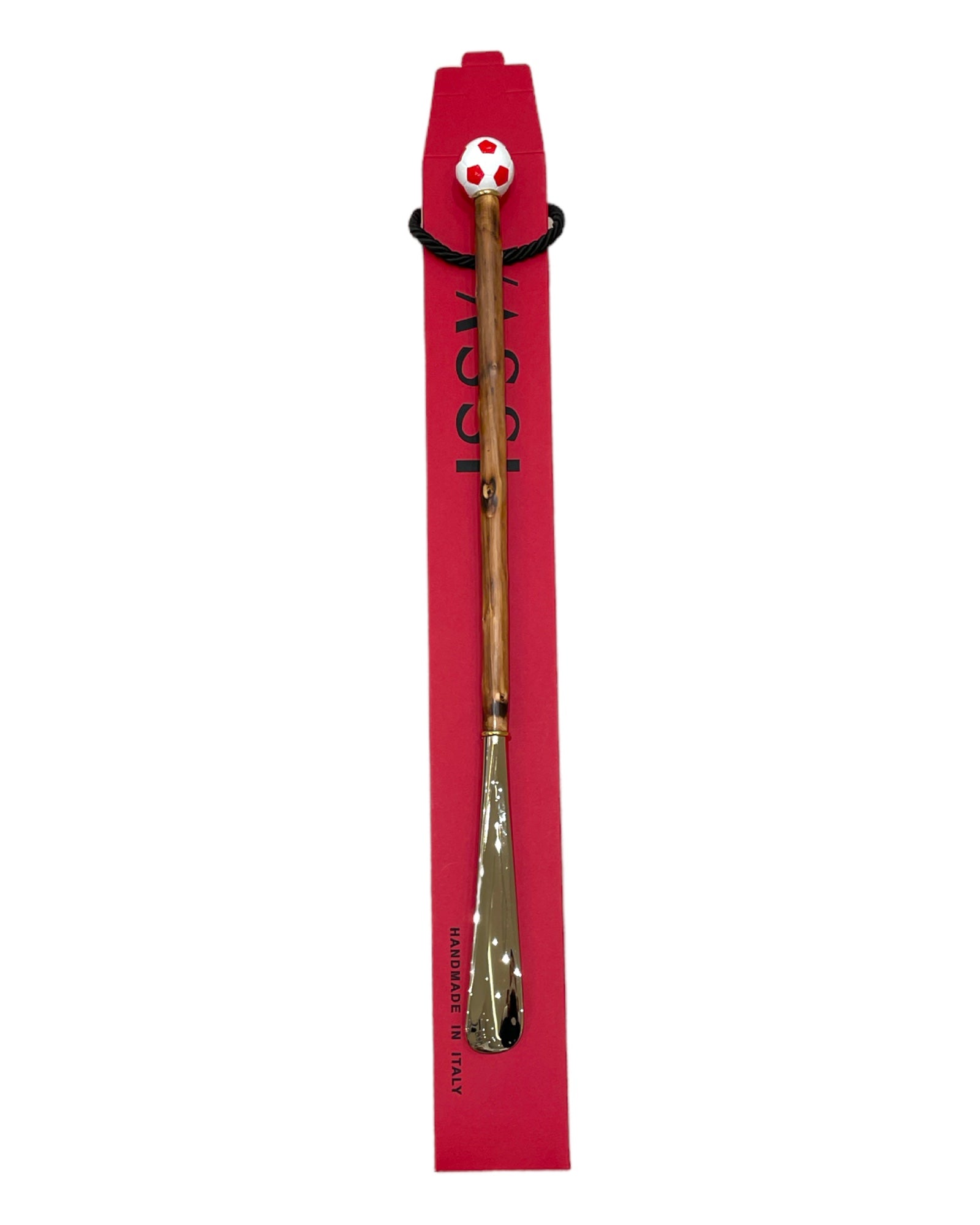 Soccer Ball Long Shoehorn - Chestnut, White &amp; Red