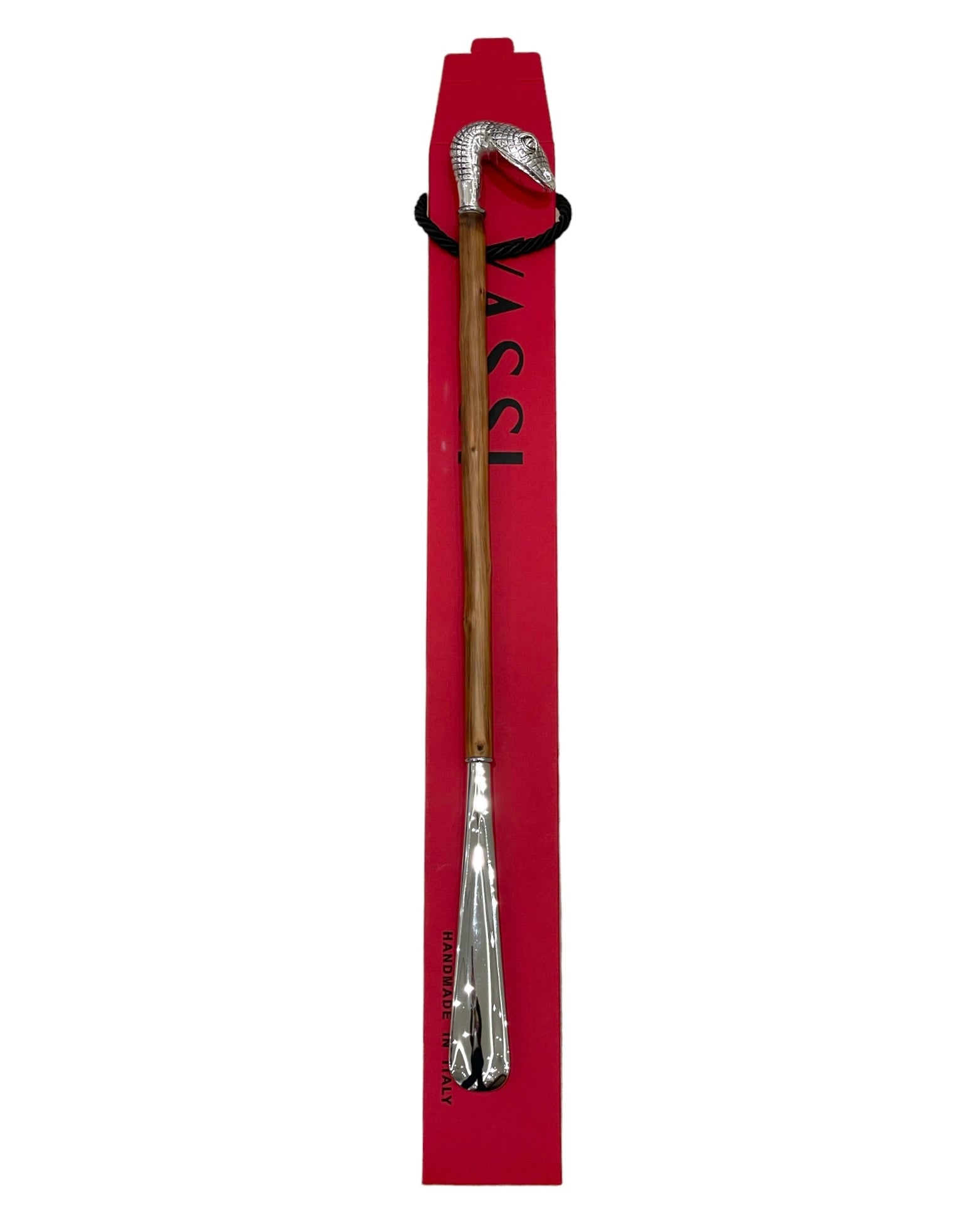 Silver Snake head Long Shoehorn - Chestnut, Silver