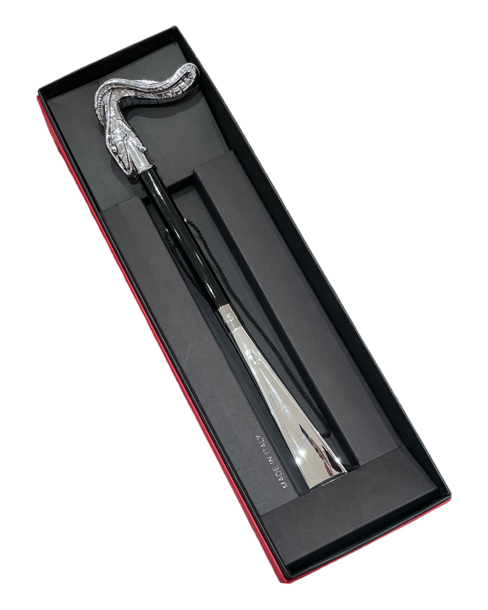 Silver Snake Shoehorn - Black &amp; Silver
