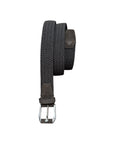 Elastic Braided Belt with Hand Covered Leather Buckle - Chocolate