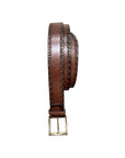 Airbrushed Hand-Dyed leather Belt with Hand Stitching - Brown