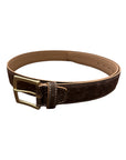 Nubuck Leather Belt with Embossed Ostrich-Print - Brown